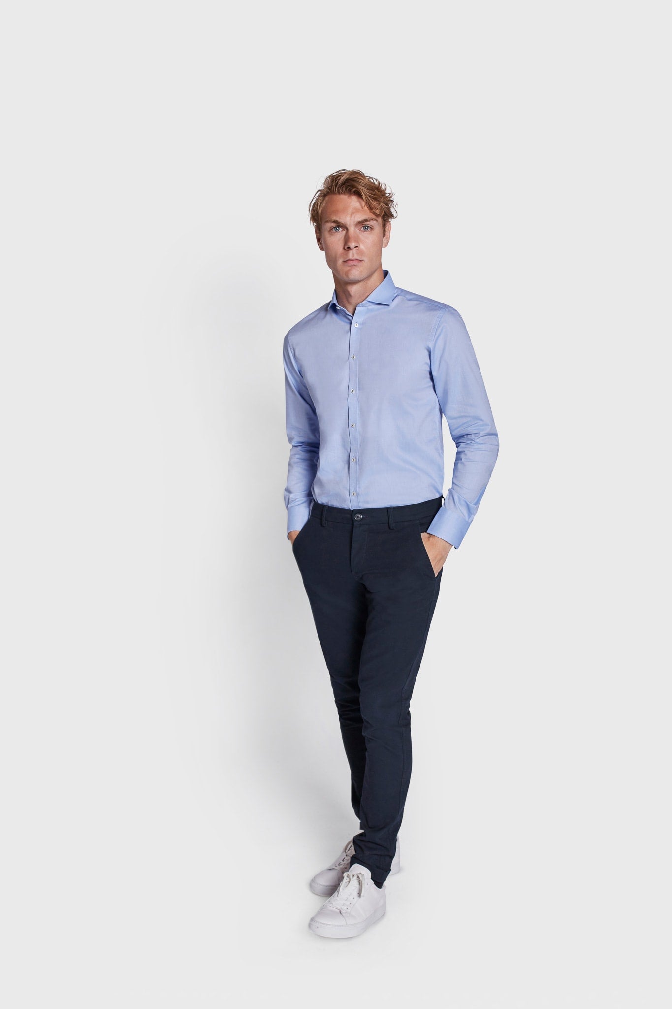 BS Finn Slim Fit Skjorte - Light Blue