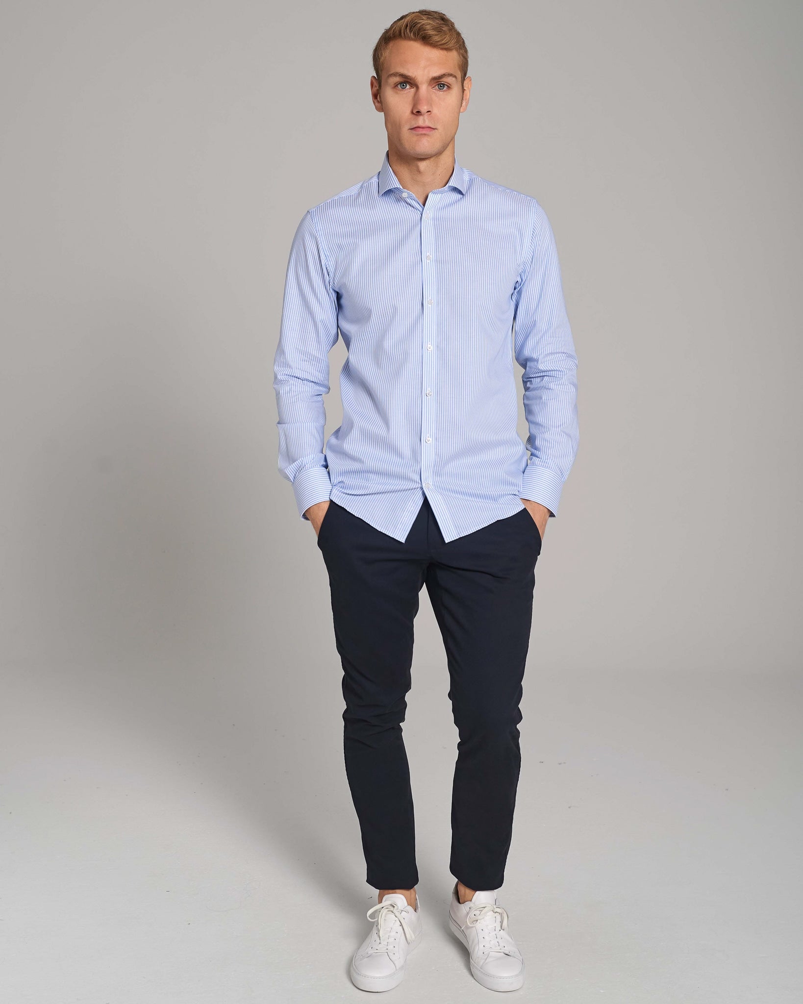 BS Batistuta Slim Fit Skjorte - Light Blue/White