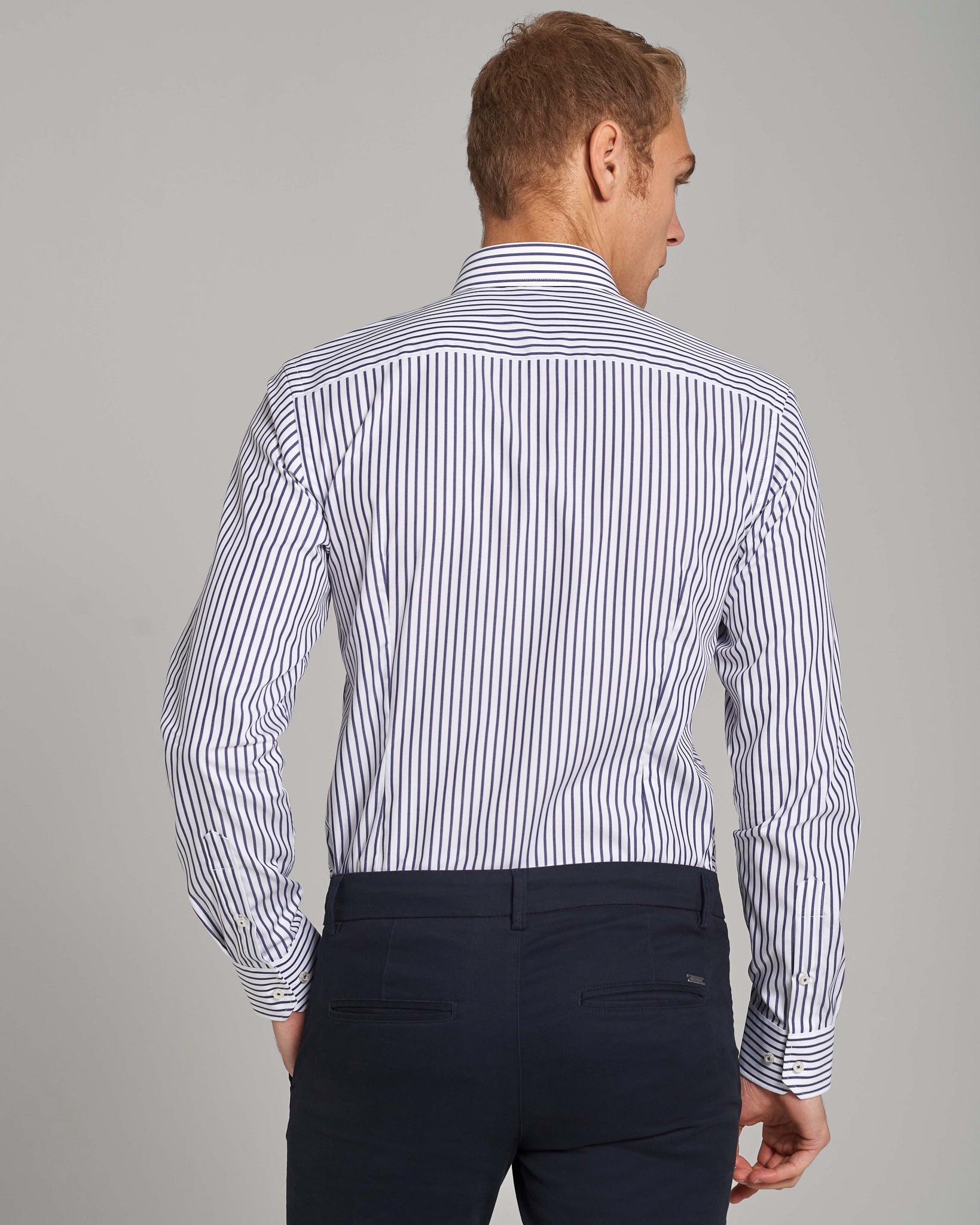 BS Scarone Slim Fit Skjorte - White/Navy