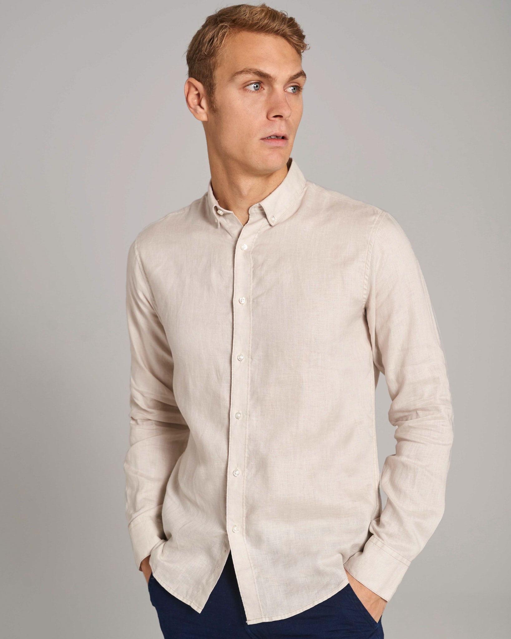 BS Sainz Casual Slim Fit Skjorte - Sand