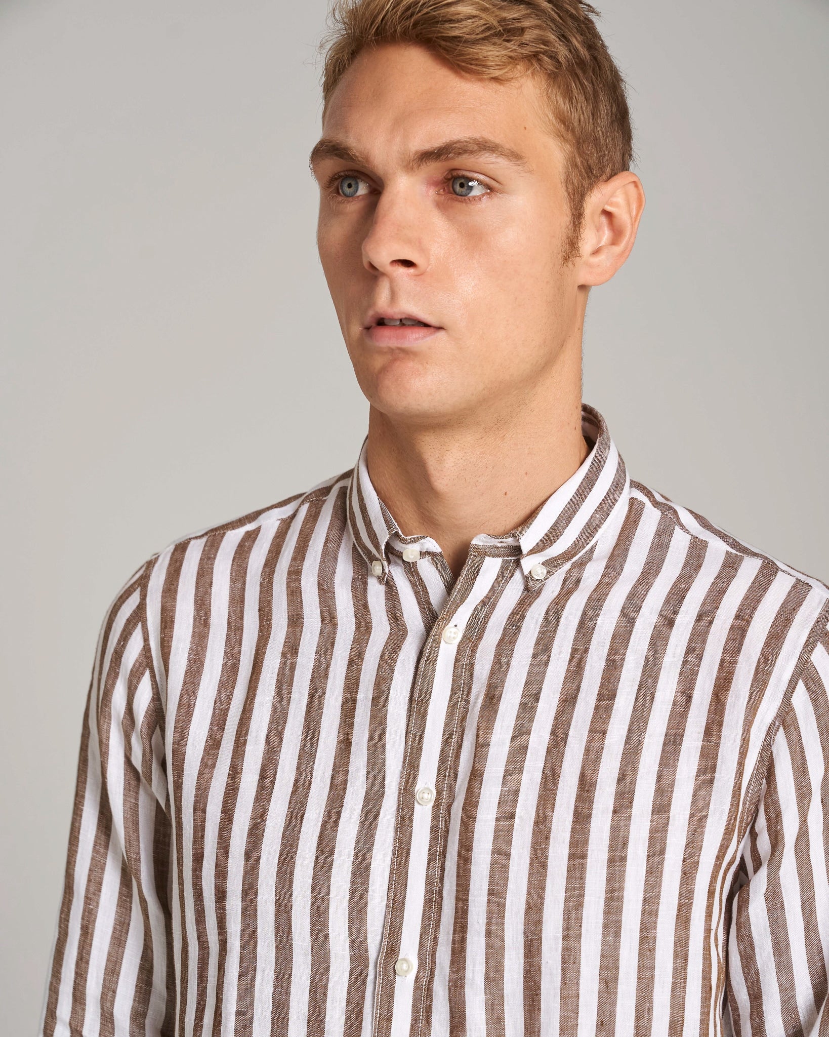 BS Ocon Casual Slim Fit Skjorte - Ochre/White