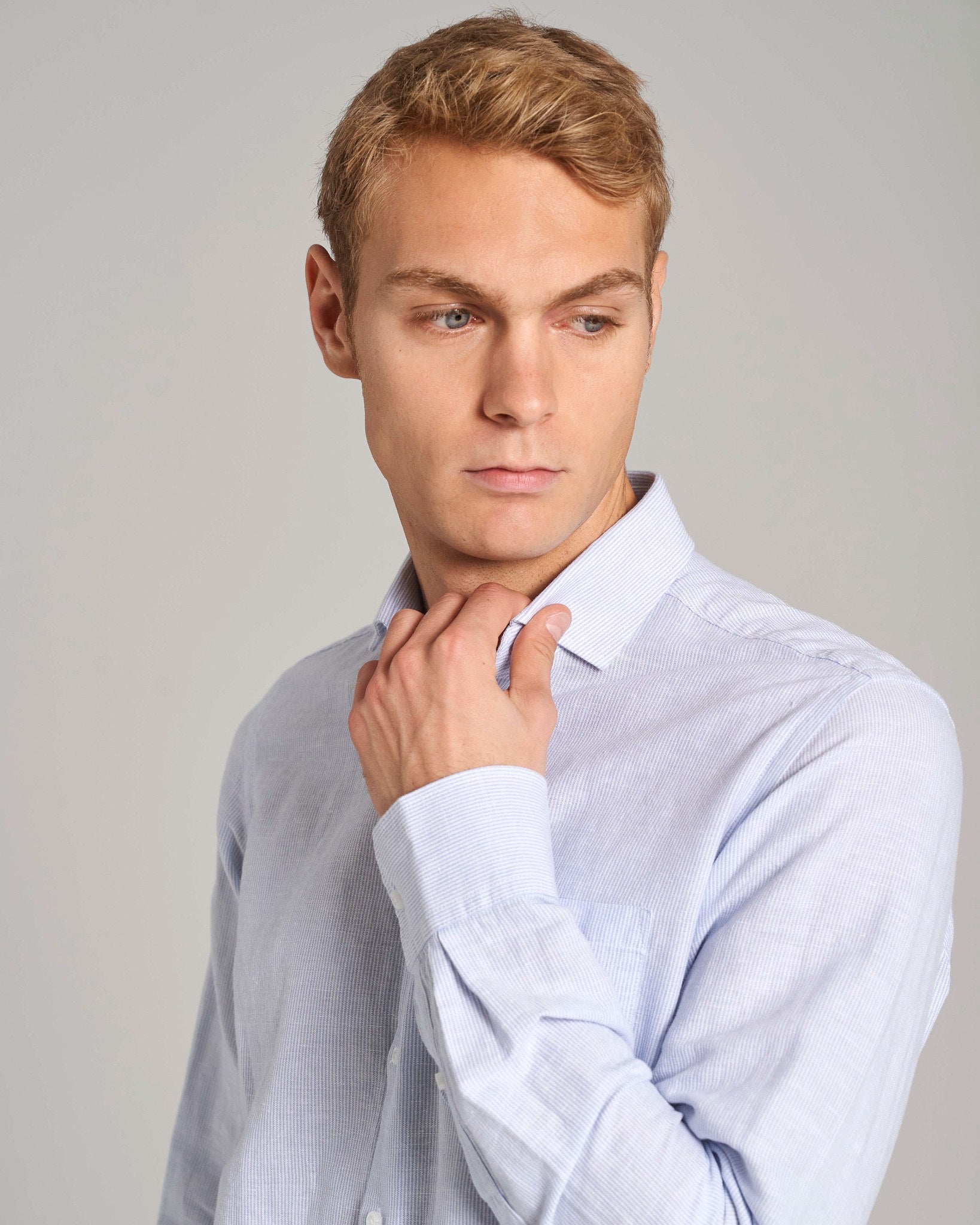 BS Alonso Casual Slim Fit Skjorte - Light Blue/White