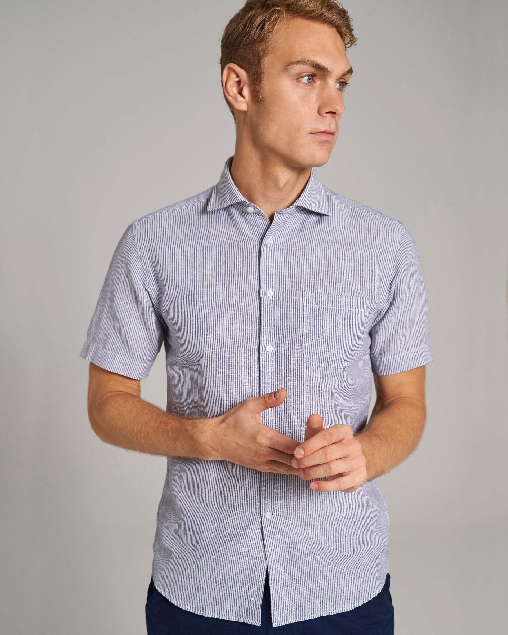 BS Hamilton Casual Slim Fit Skjorte - Blue/White