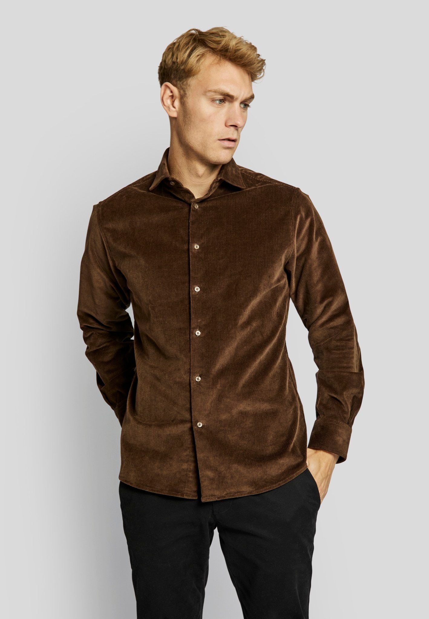 BS Kongsberg casual slim fit Skjorte - Brown