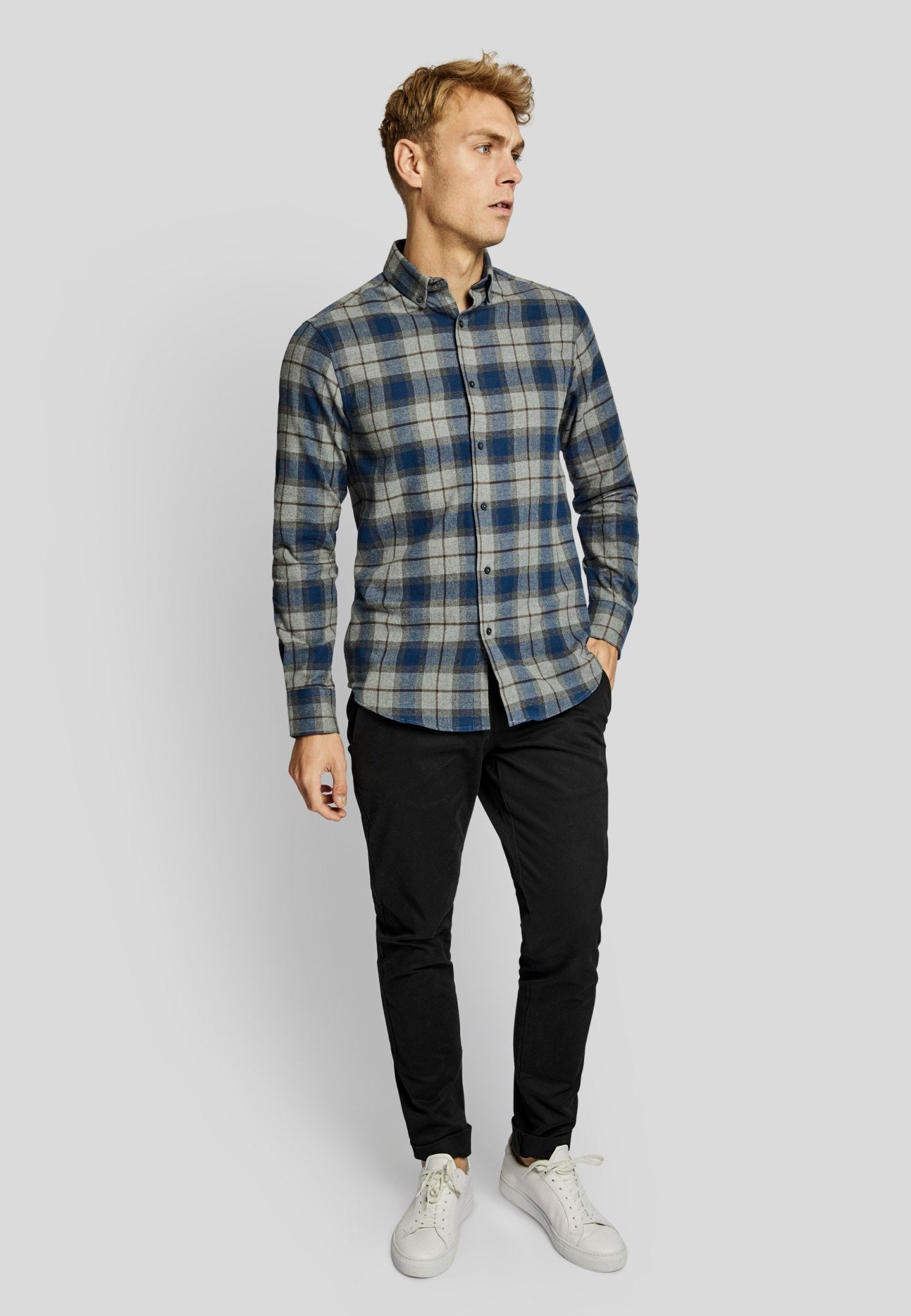 BS Skien casual slim fit Skjorte - Blue