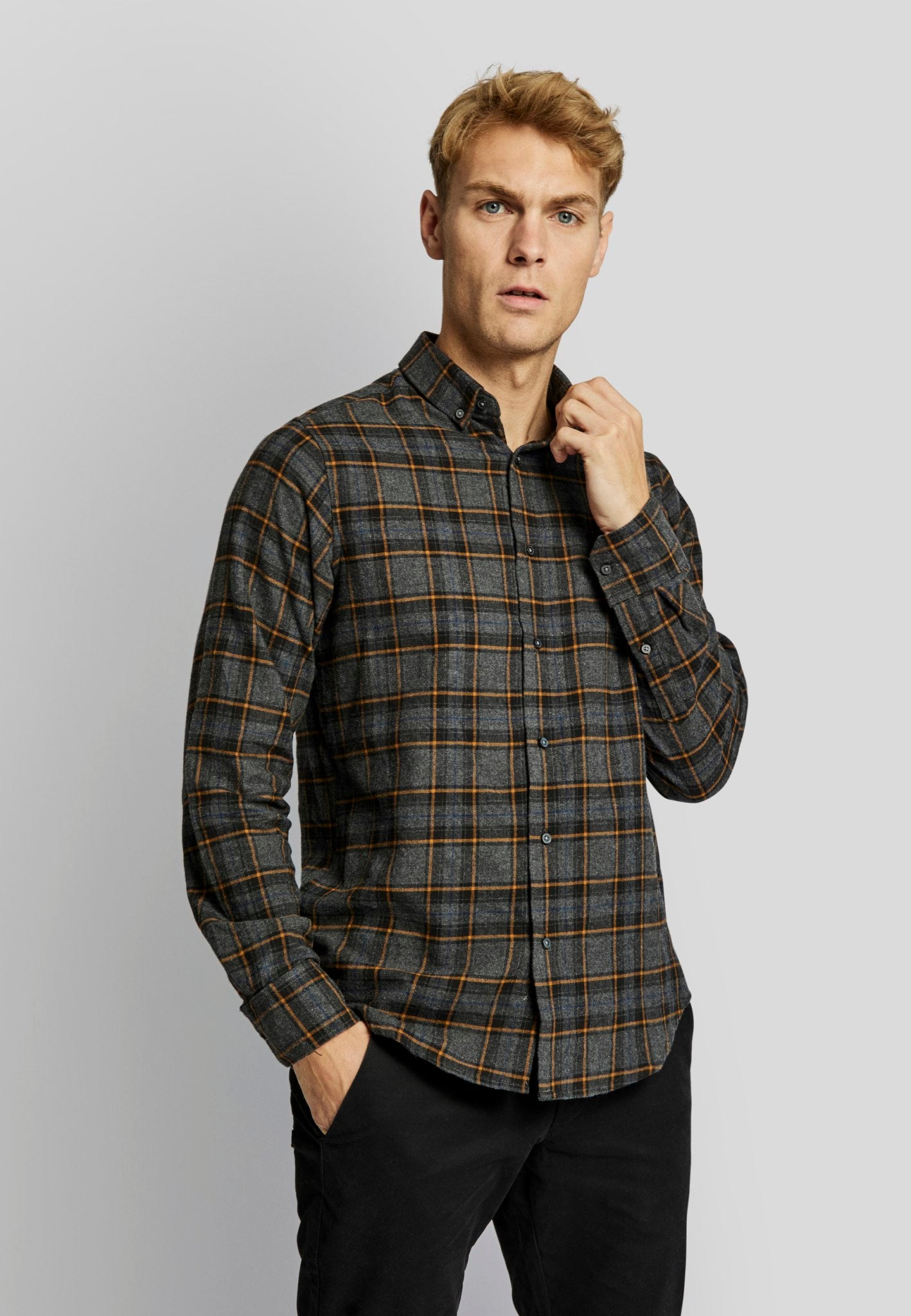 BS Hamar casual slim fit Skjorte - Dark Grey