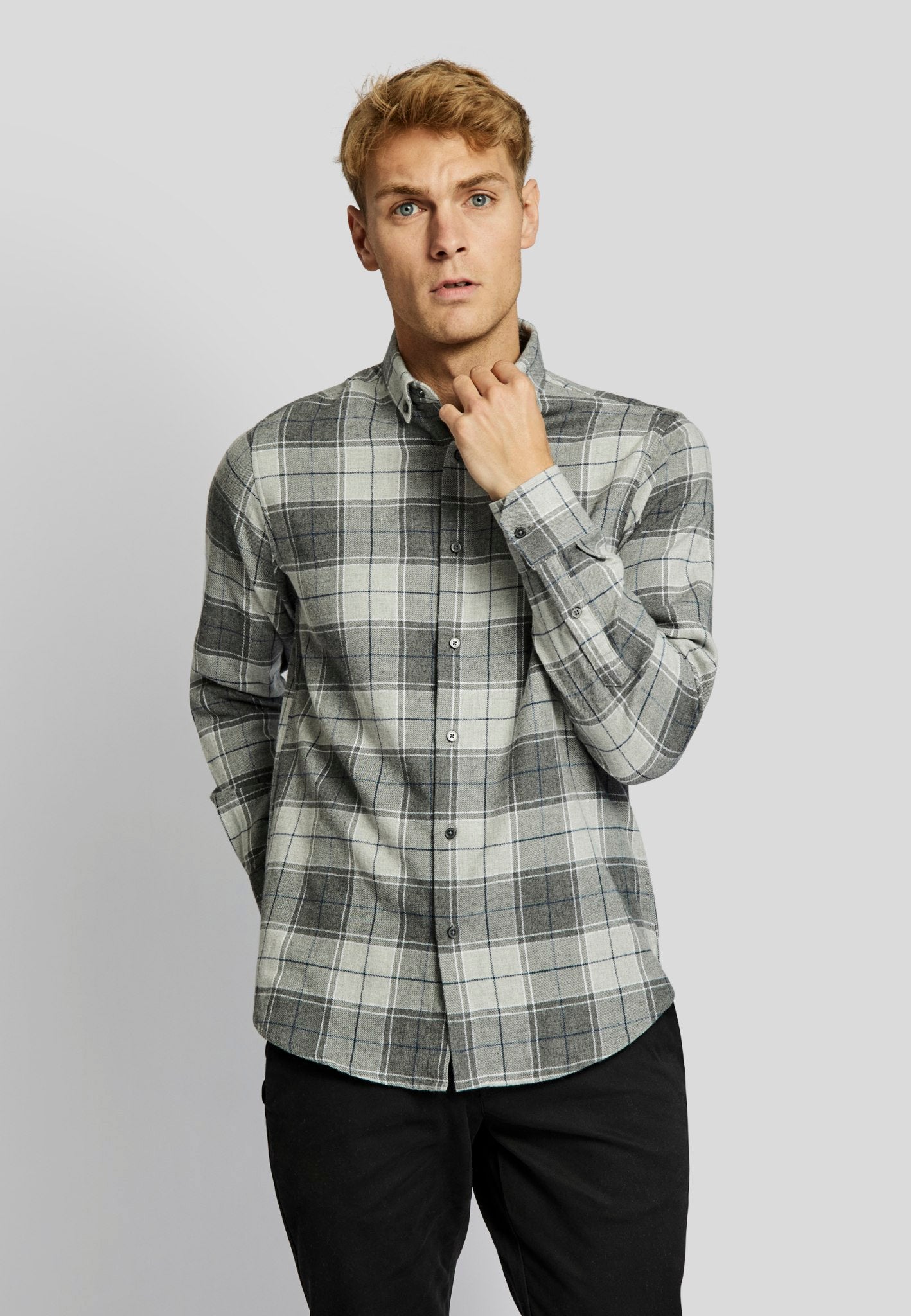 BS Atla casual modern fit Skjorte - Light Grey