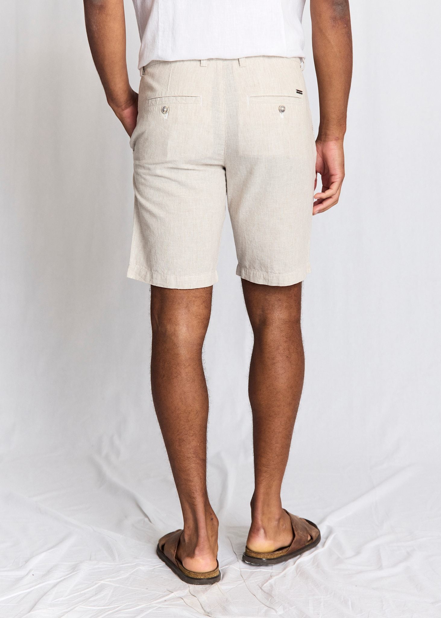 BS Darion Regular Fit Shorts - Beige/White