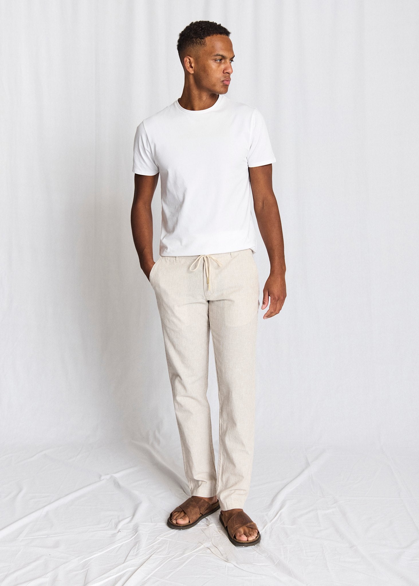 BS Vincente Regular Fit Chinos - Beige/White