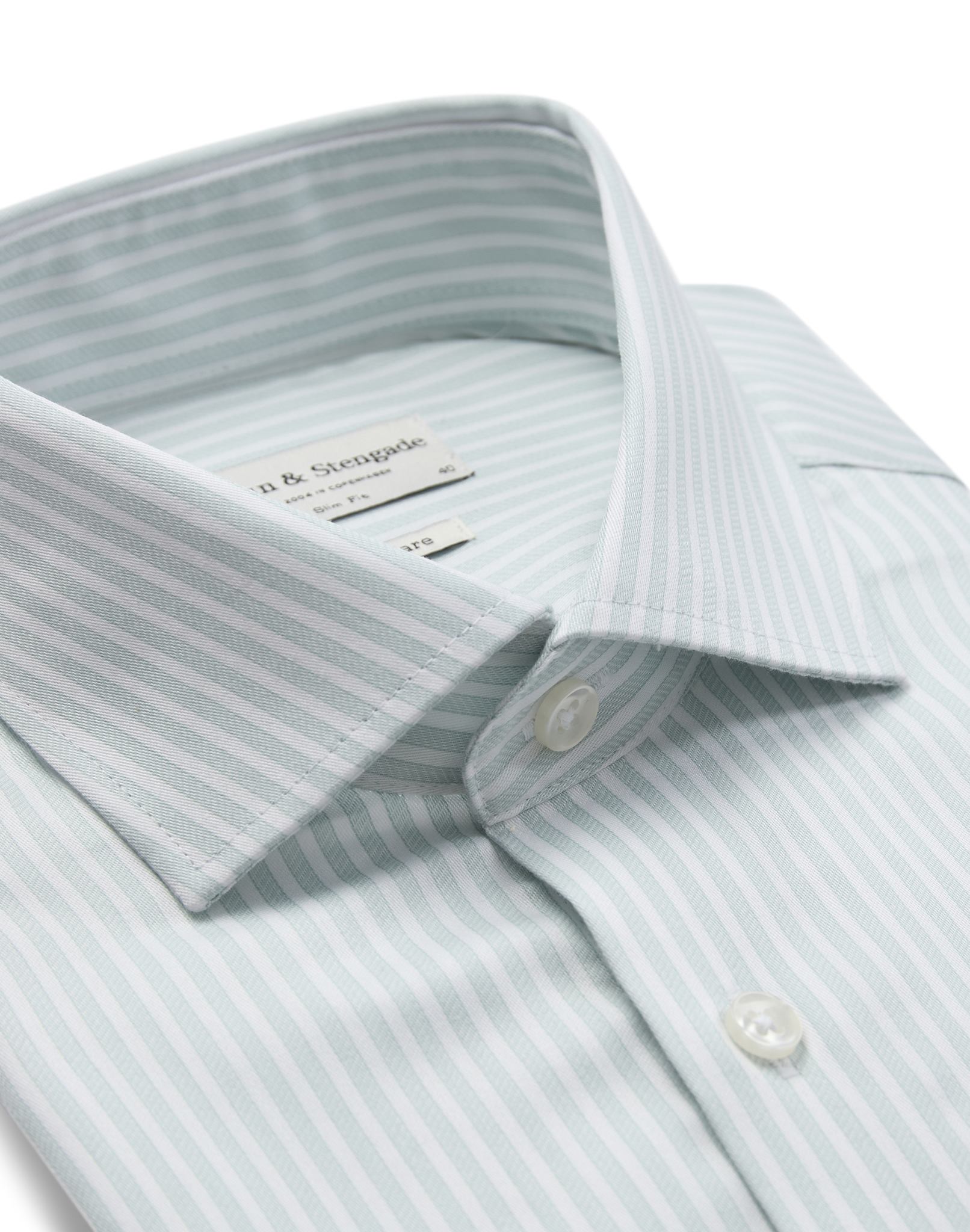 BS Ignacio Slim Fit Shirt - Light Green/White