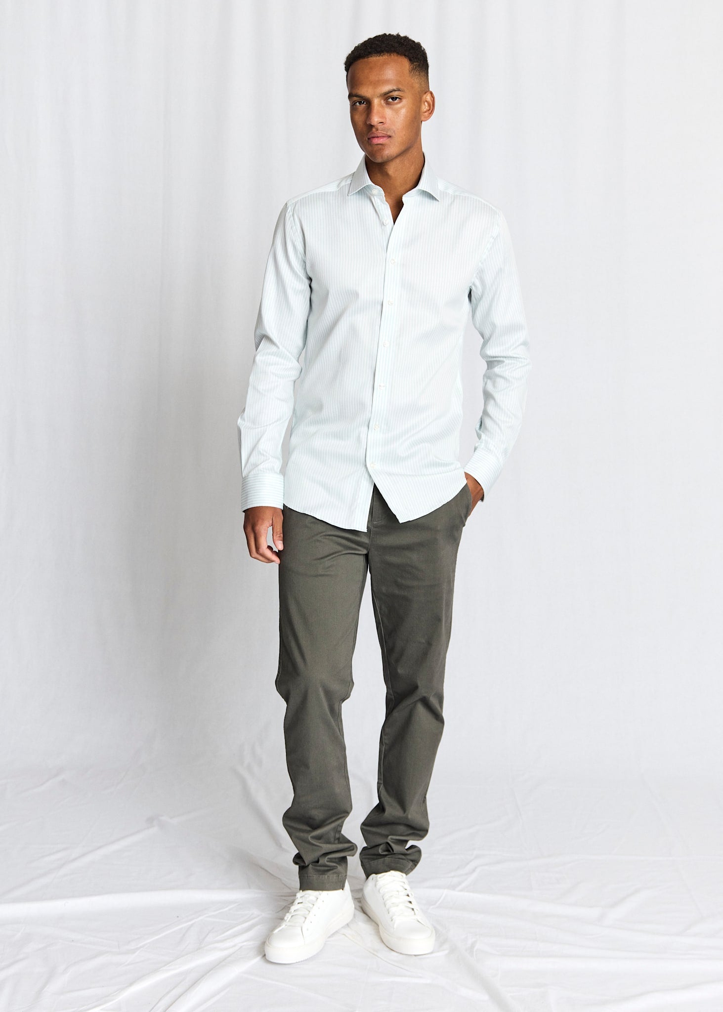 BS Ignacio Slim Fit Shirt - Light Green/White