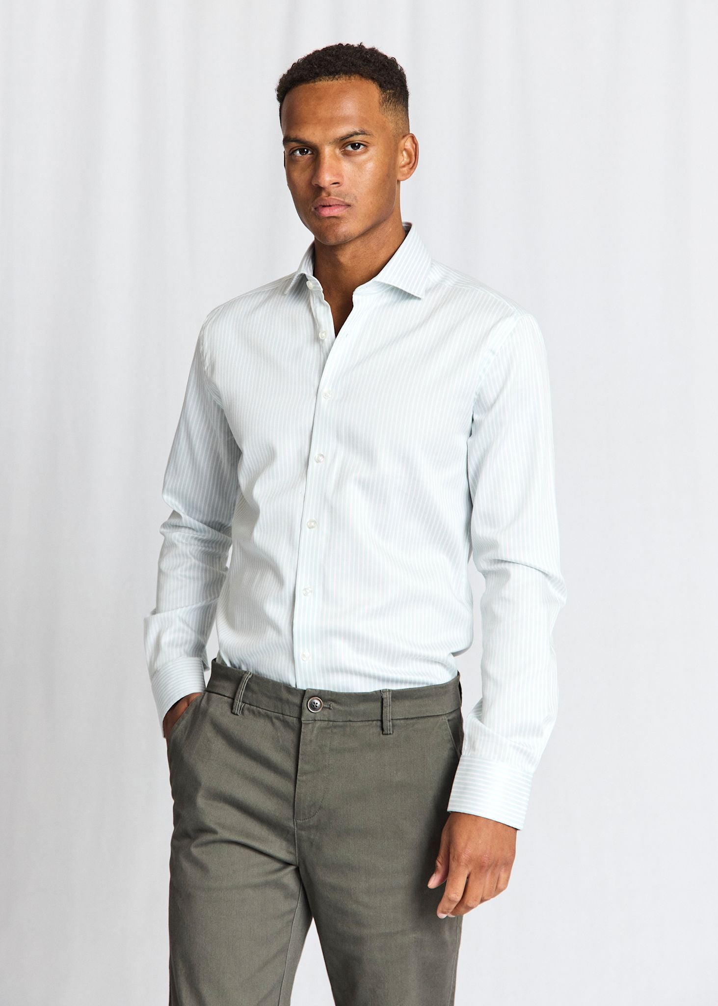 BS Ignacio Slim Fit Shirt - Light Green/White