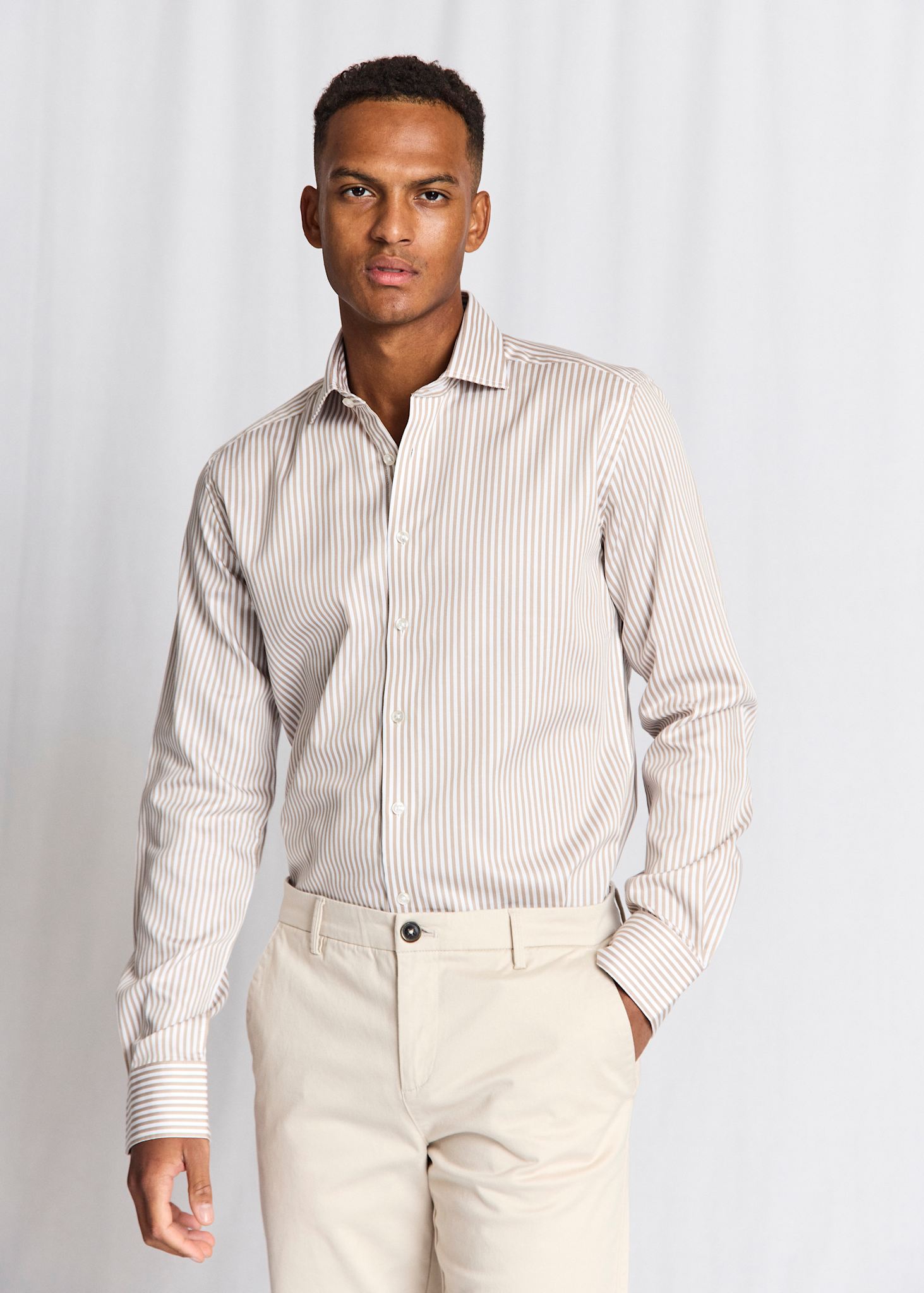 BS Kunkel Slim Fit Shirt - Sand/White
