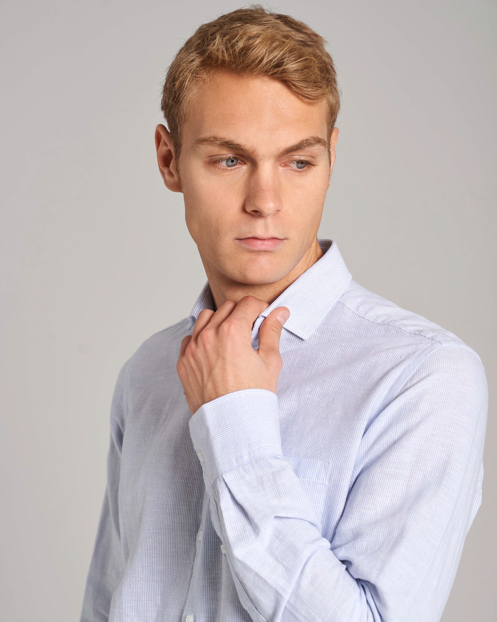 BS Fernando Casual Modern Fit Skjorte - Light Blue/White