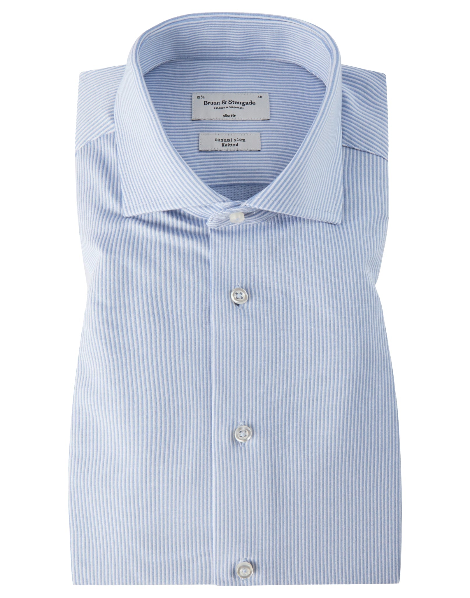 BS Katla Slim Fit Skjorte - Light Blue/White