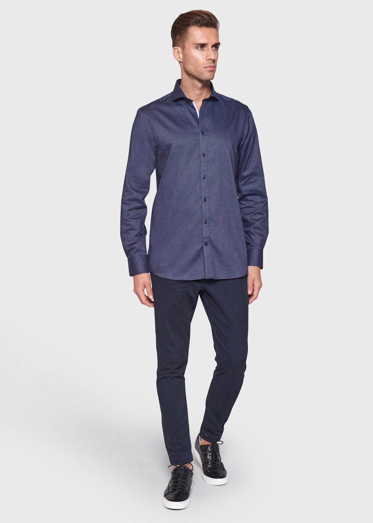 BS Matteo Modern Fit Shirt Navy - Navy