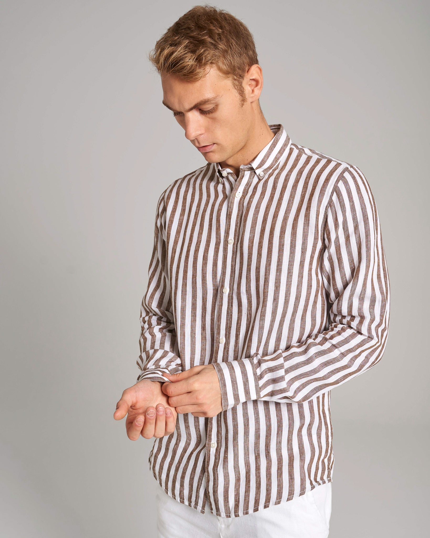 BS Esteban Casual Modern Fit Skjorte - Ochre/White