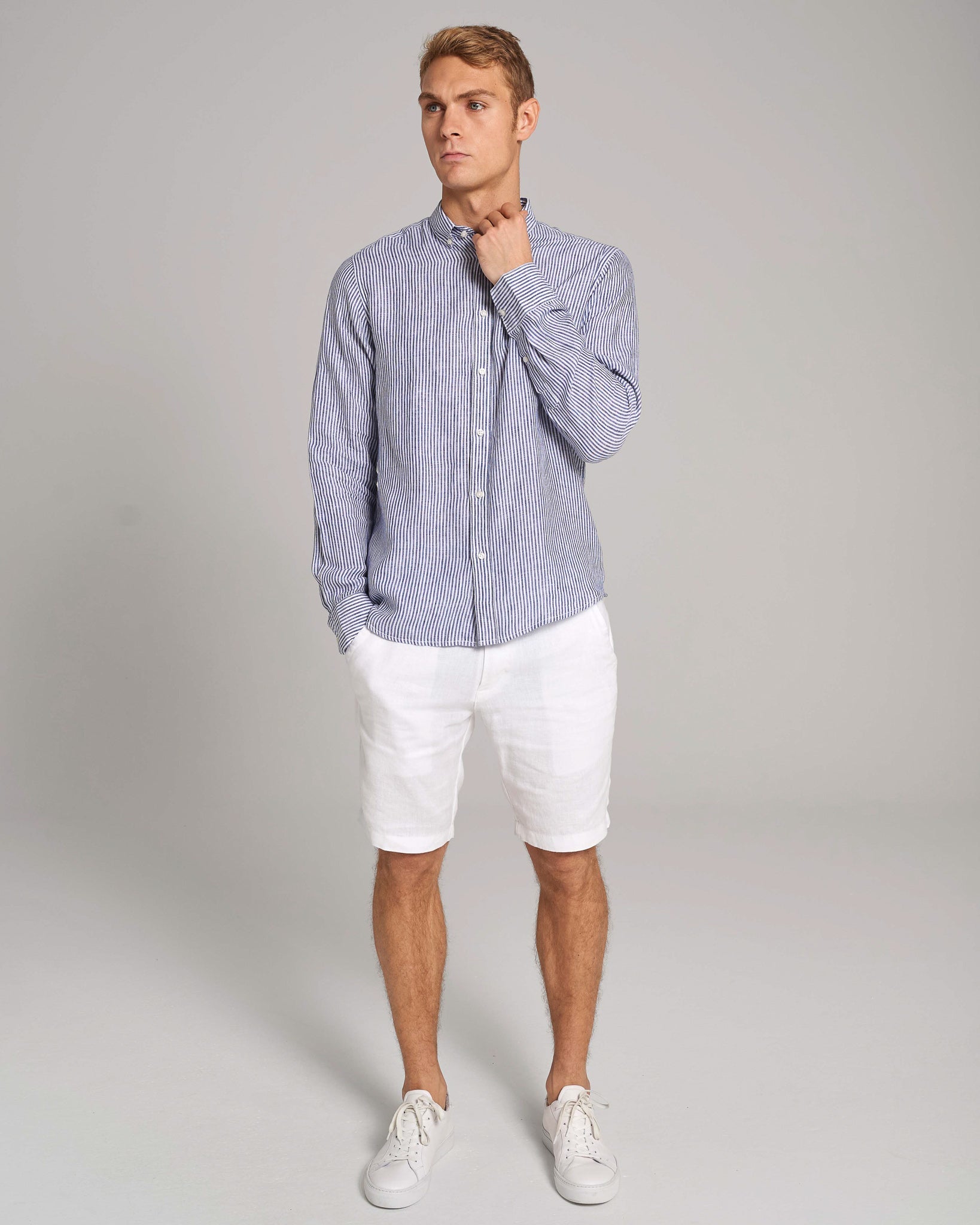 BS Valtteri Casual Modern Fit Shirt - Navy/White
