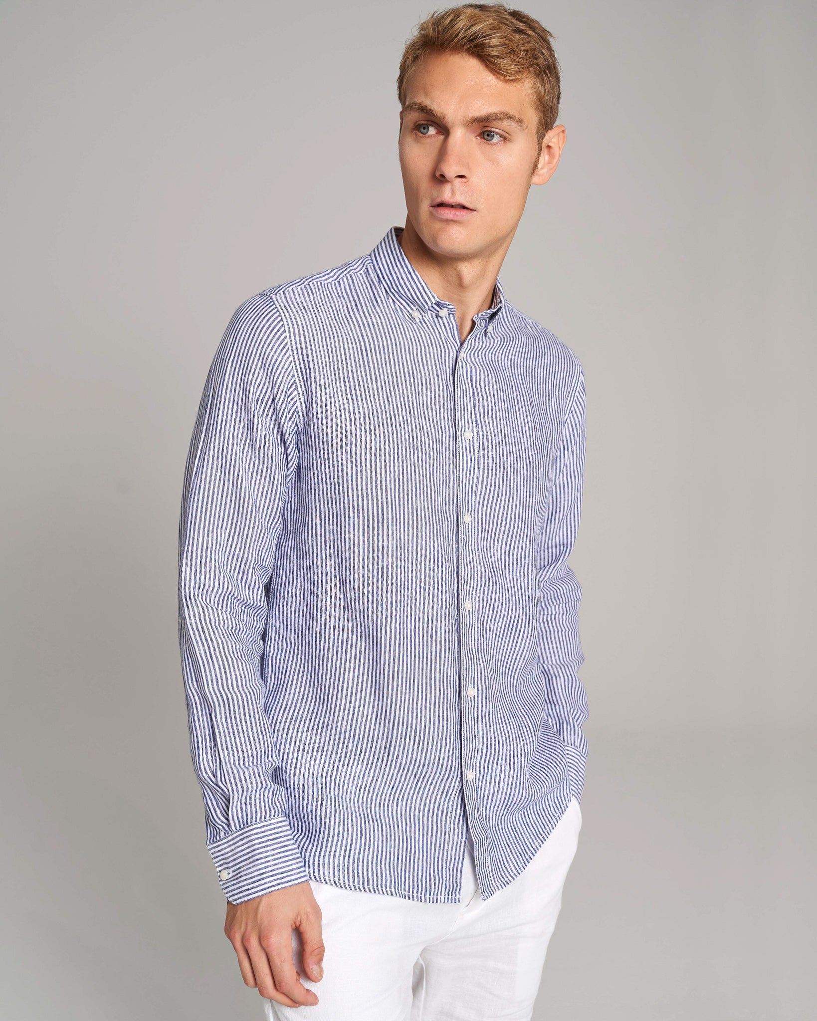 BS Valtteri Casual Modern Fit Shirt - Navy/White