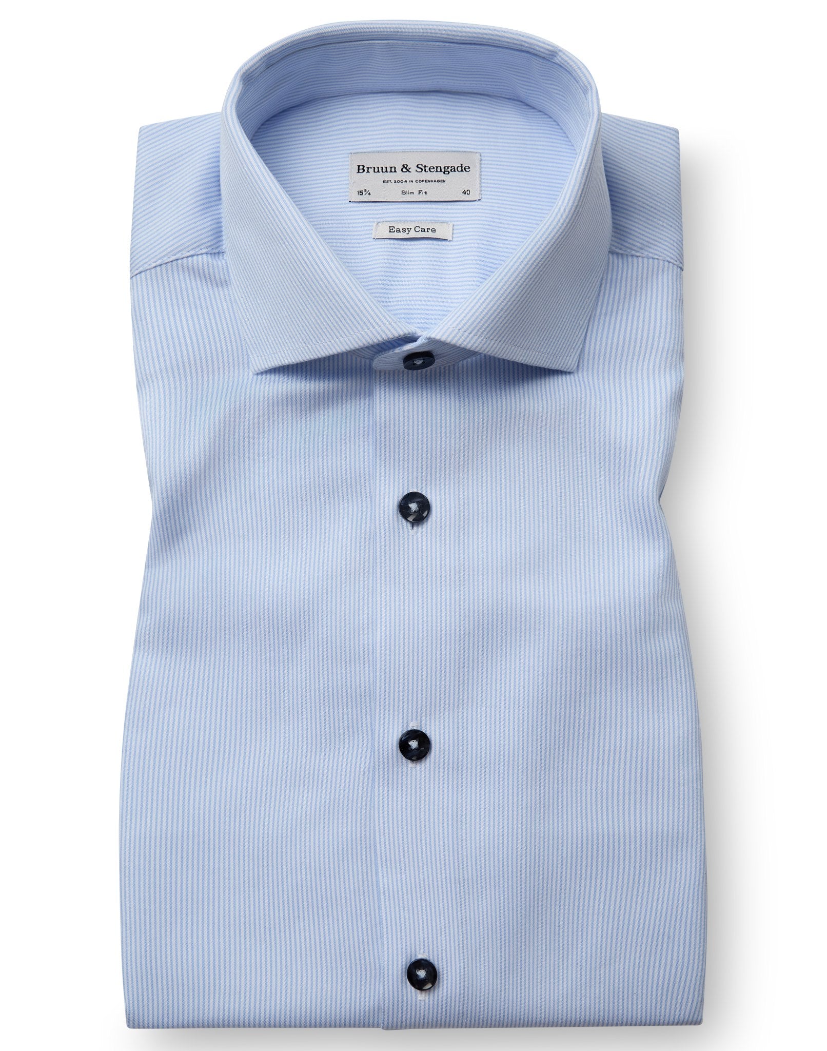 BS Woodson Slim Fit Skjorte - Light Blue/White