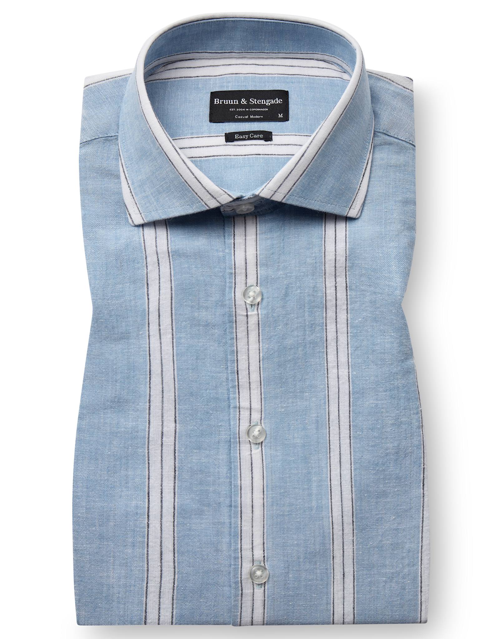 BS Correa Casual Modern Fit Shirt - Light Blue/White