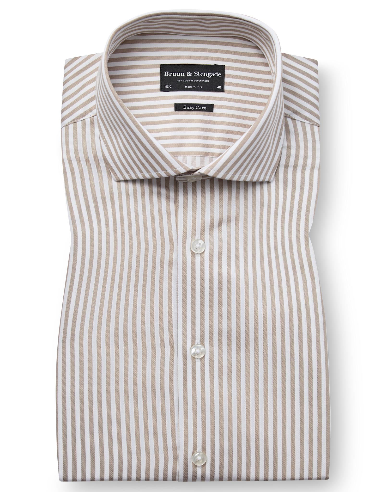 BS Santos Modern Fit Shirt - Sand/White