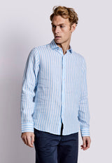 BS Valencia Casual Slim Fit Shirt - Light Blue/White