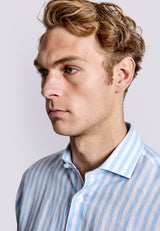 BS Valencia Casual Slim Fit Shirt - Light Blue/White