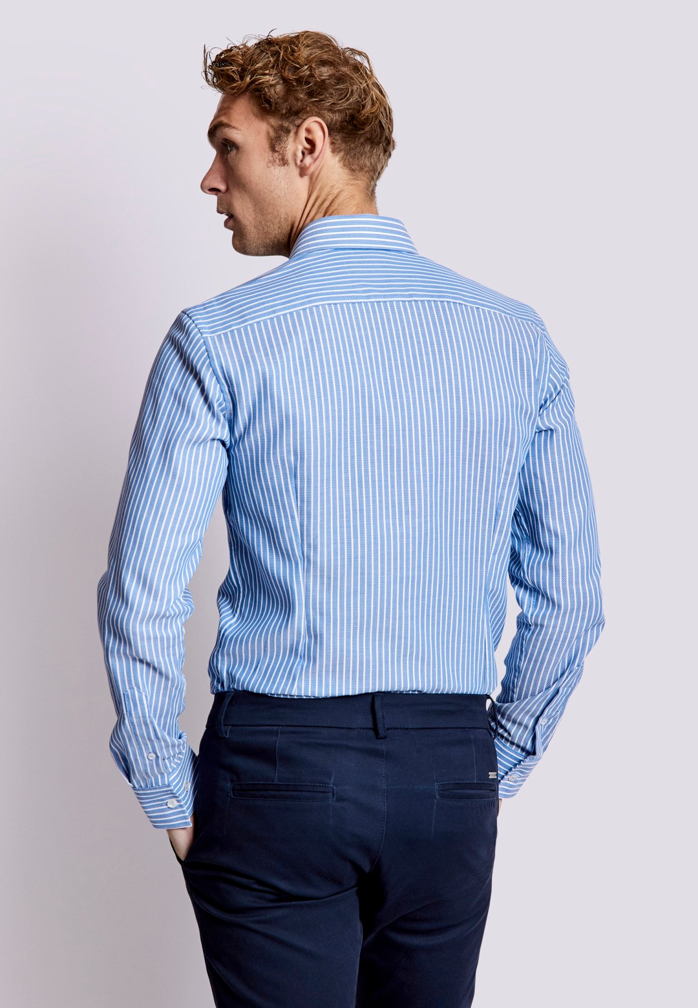 BS Fessor Modern Fit Skjorte - Blue/White