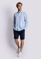 BS Valencia Casual Slim Fit Shirt - Light Blue/White