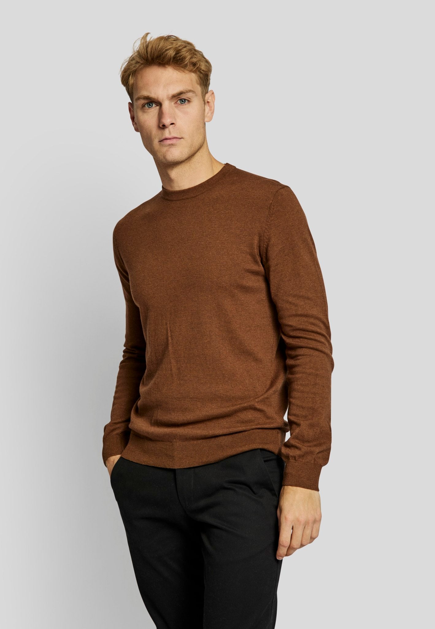 BS Milas regular fit Strik - Tobacco