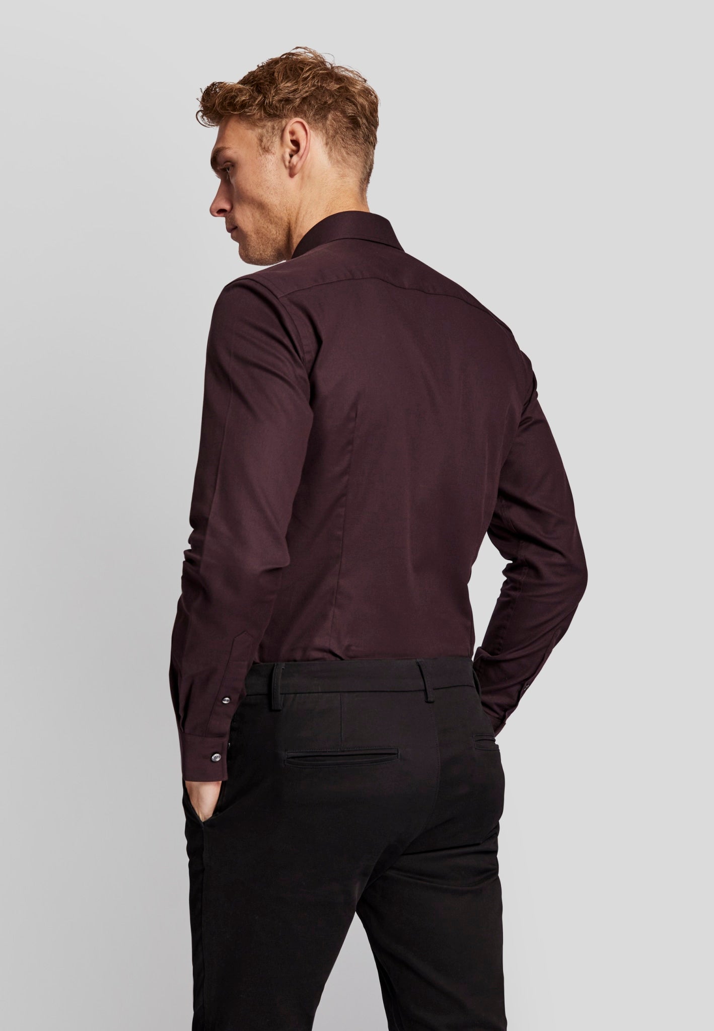 BS Denham slim fit Skjorte - Bordeaux