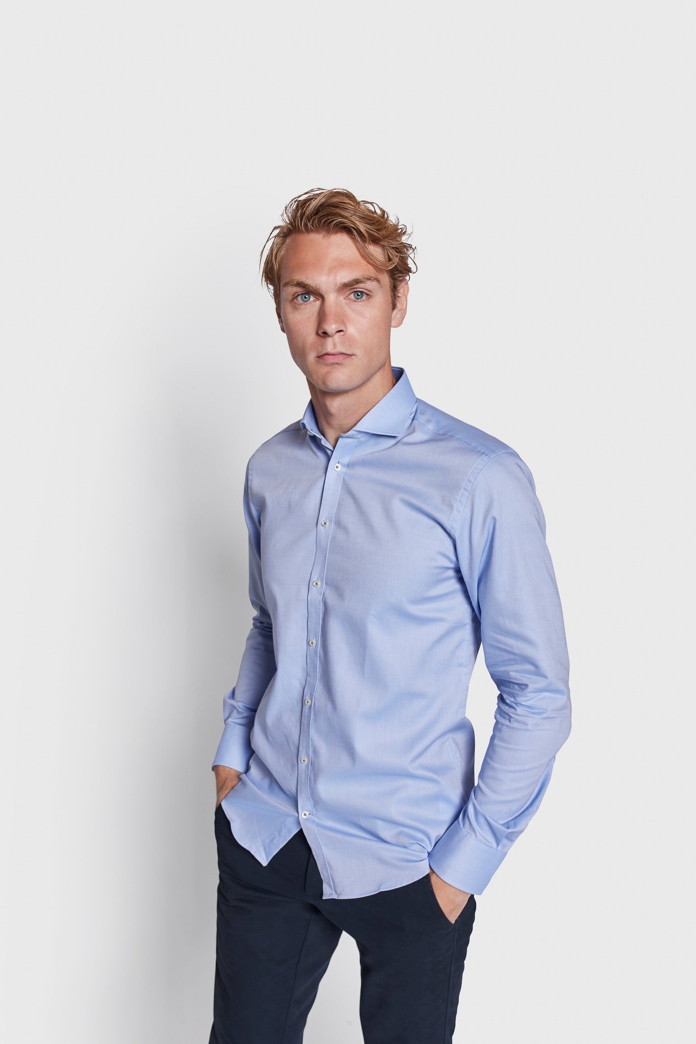 BS Finn Slim Fit Skjorte - Light Blue