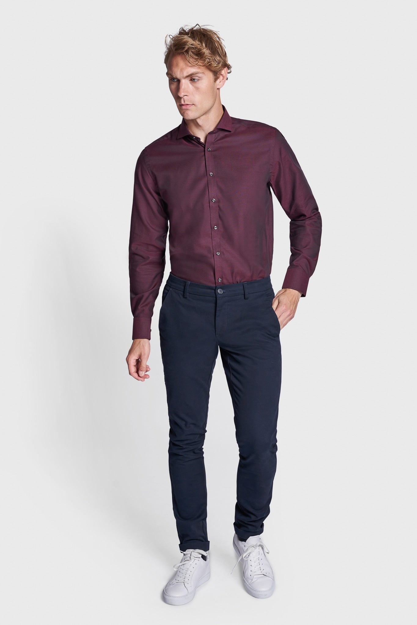 BS Fellaini Modern Fit Skjorte - Bordeaux
