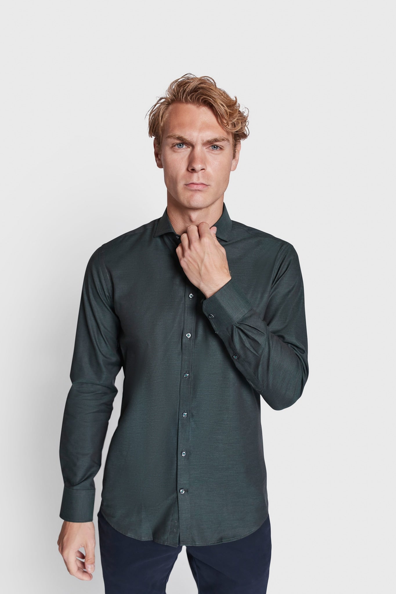 BS Robert Slim Fit Skjorte - Dark Green