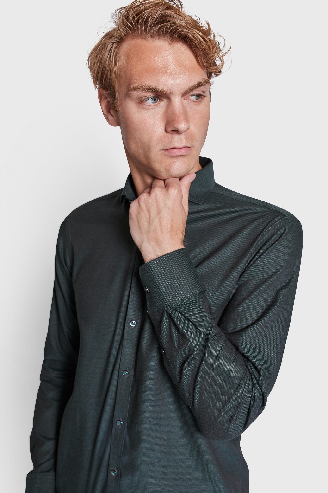 BS Robert Slim Fit Skjorte - Dark Green