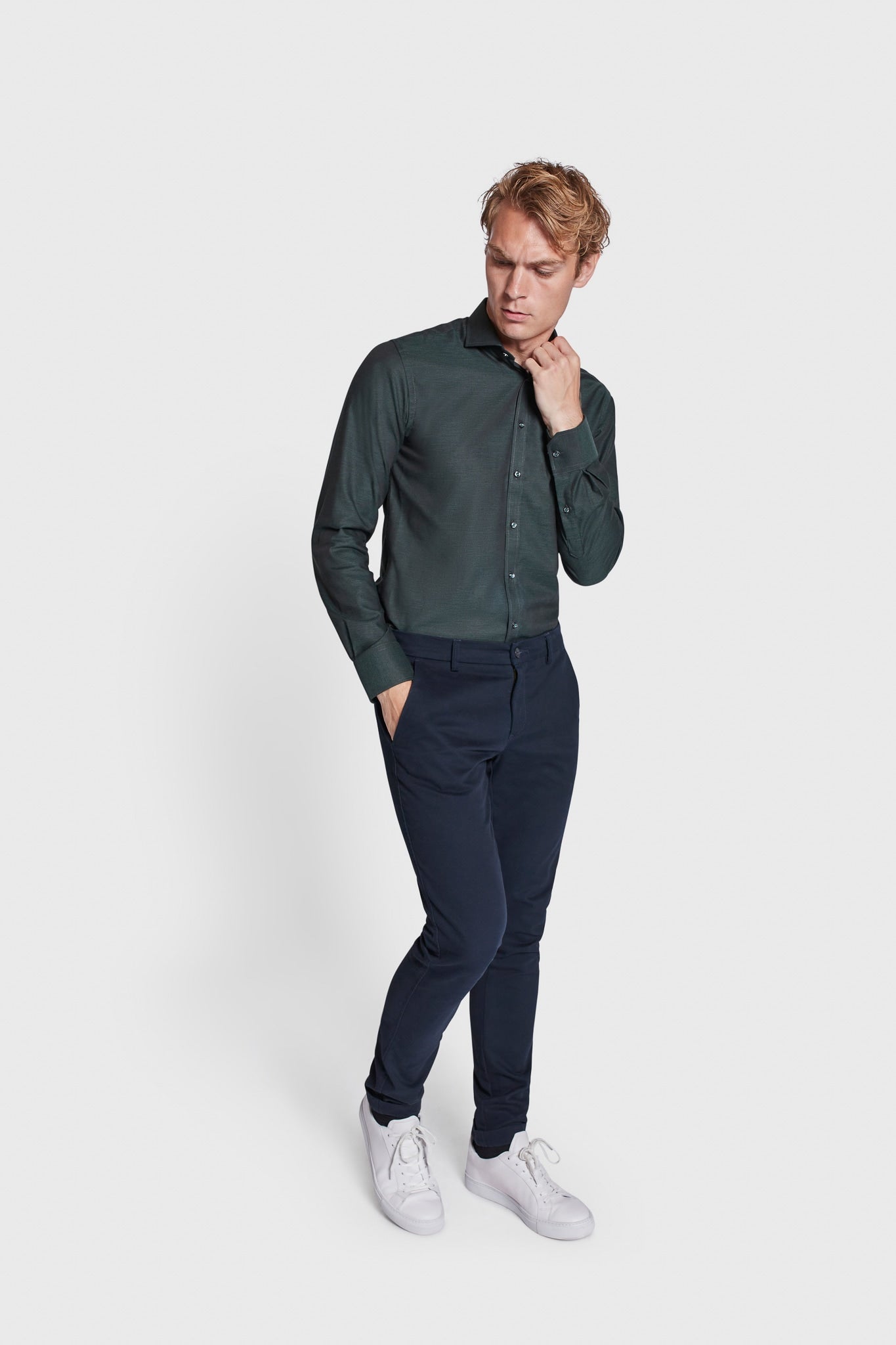 BS Robert Slim Fit Skjorte - Dark Green