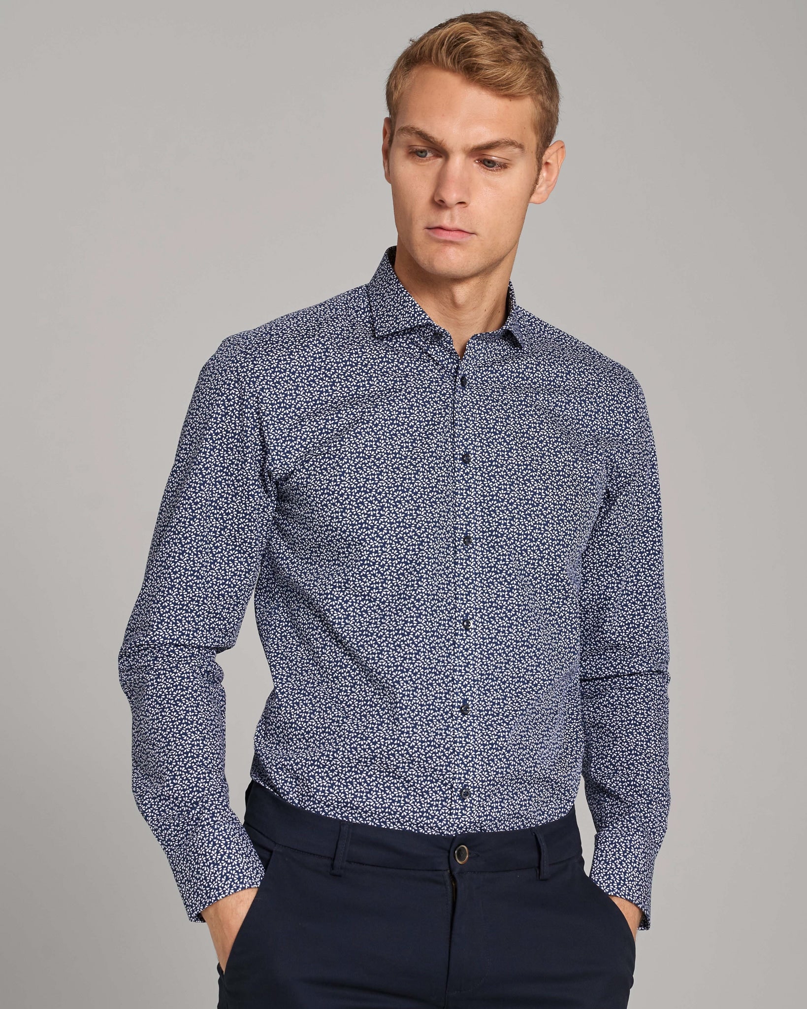 BS Shearer Slim Fit Skjorte - Navy
