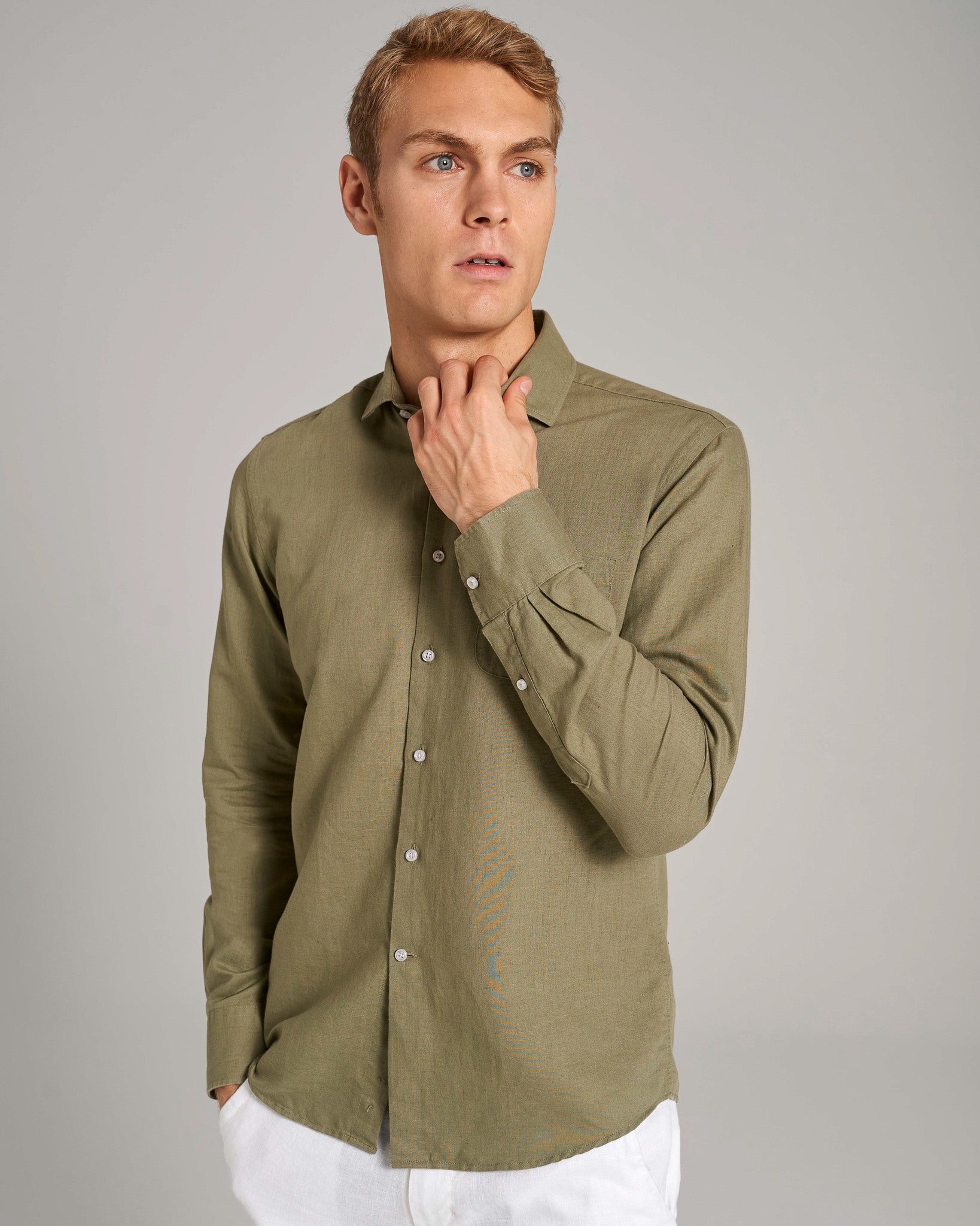 BS Ricciardo Casual Slim Fit Skjorte - Army