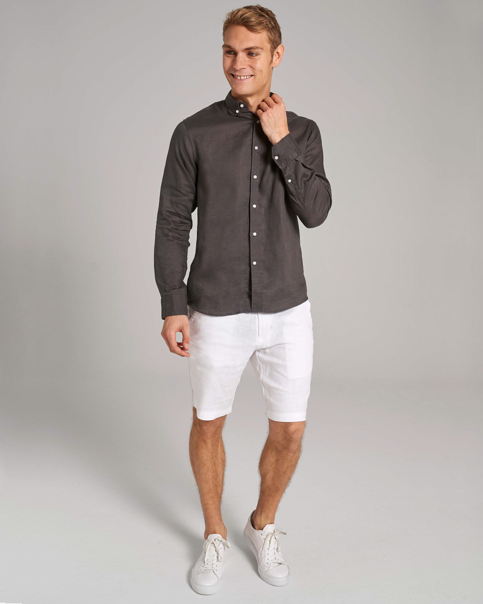 BS Sainz Casual Slim Fit Skjorte - Charcoal