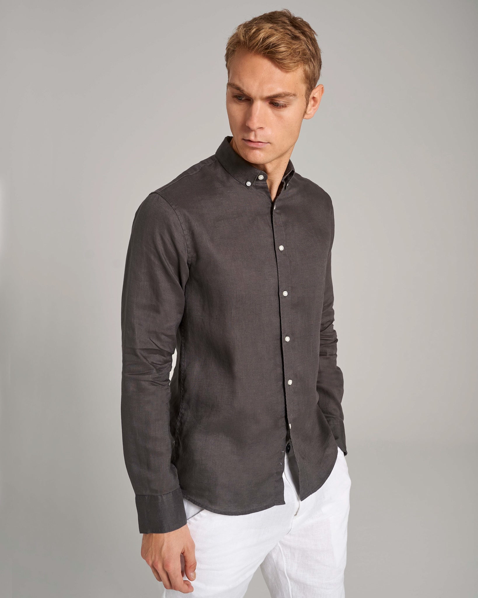 BS Sainz Casual Slim Fit Skjorte - Charcoal