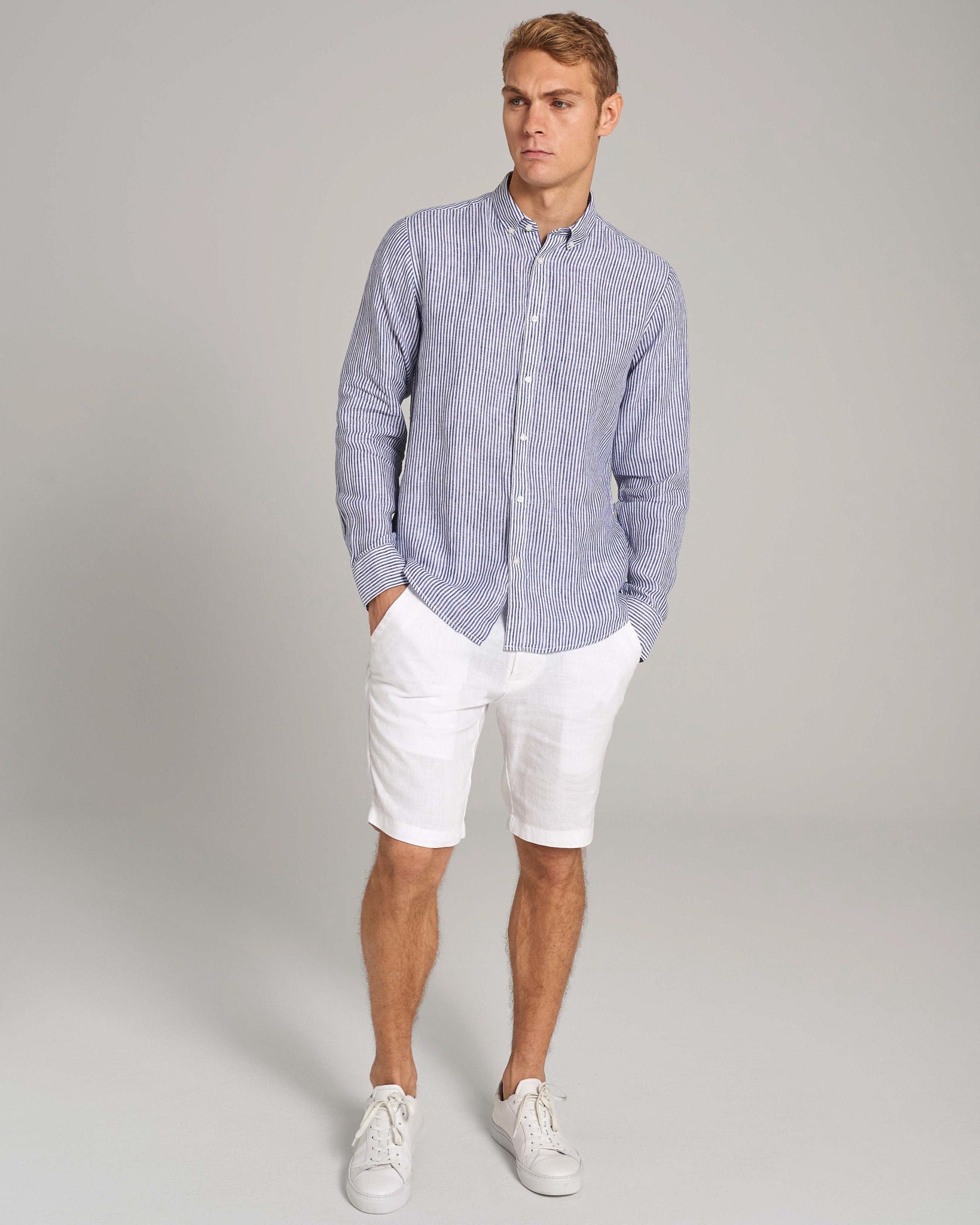 BS Bottas Casual Slim Fit Skjorte - Navy/White