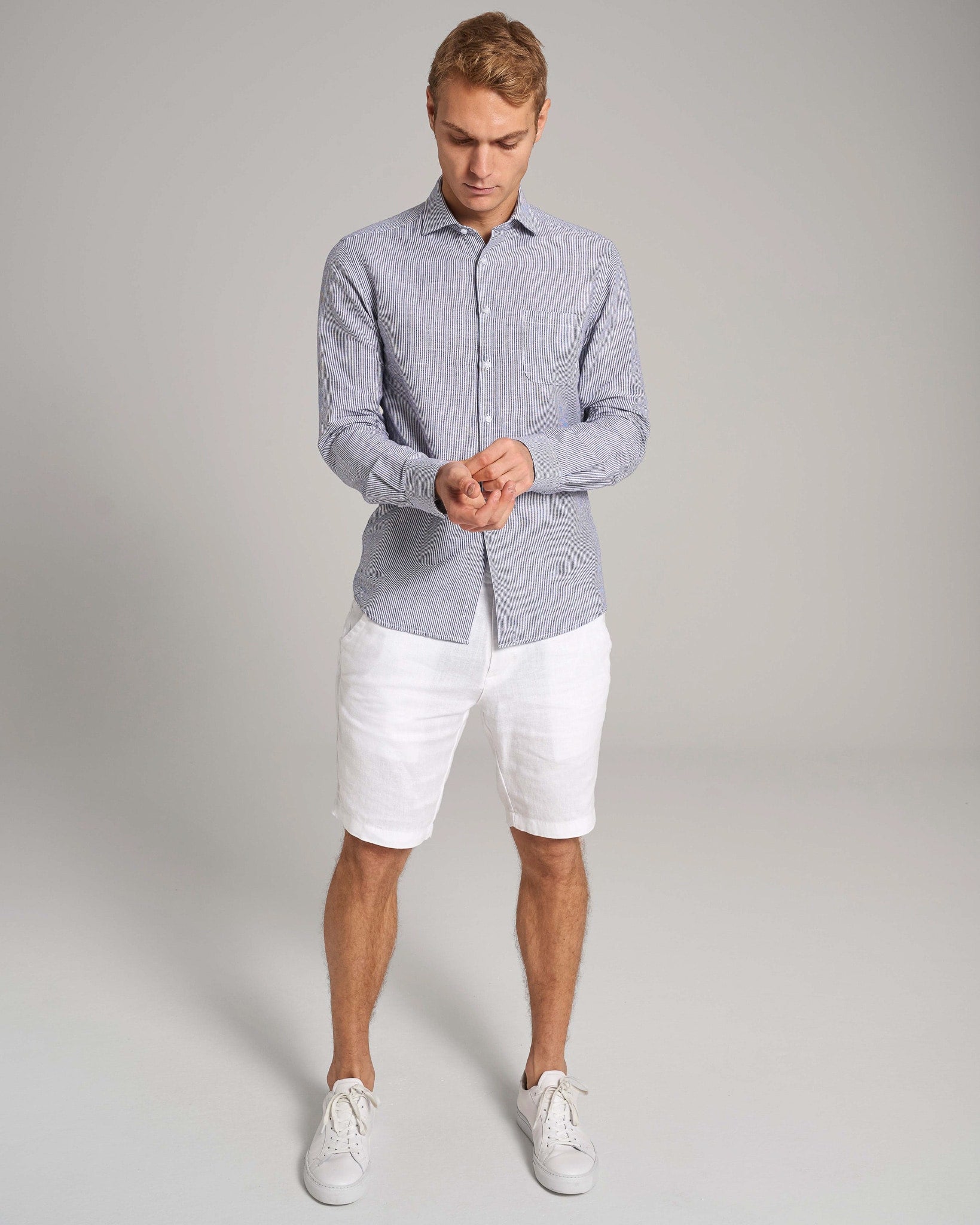 BS Alonso Casual Slim Fit Skjorte - Blue/White