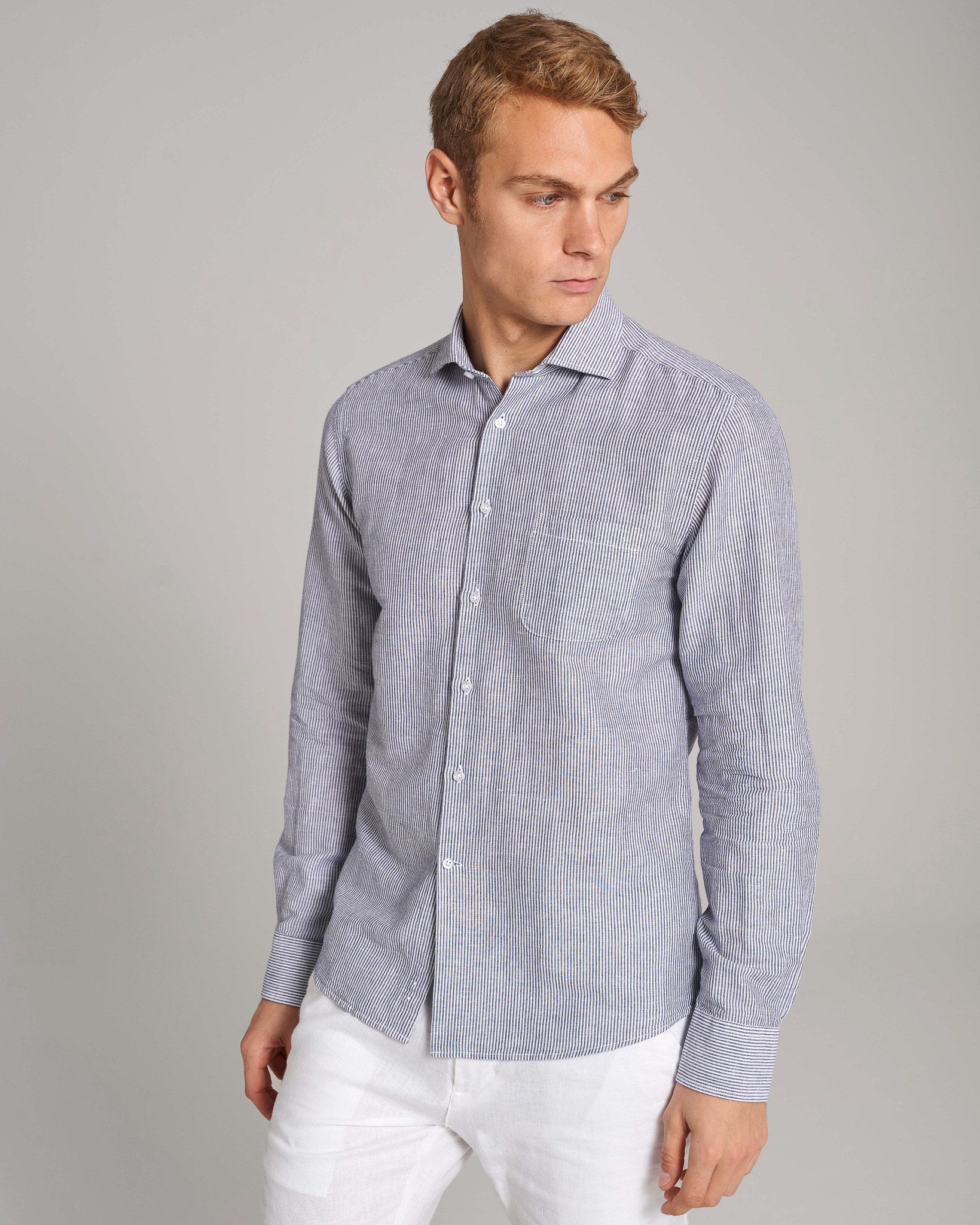 BS Alonso Casual Slim Fit Skjorte - Blue/White