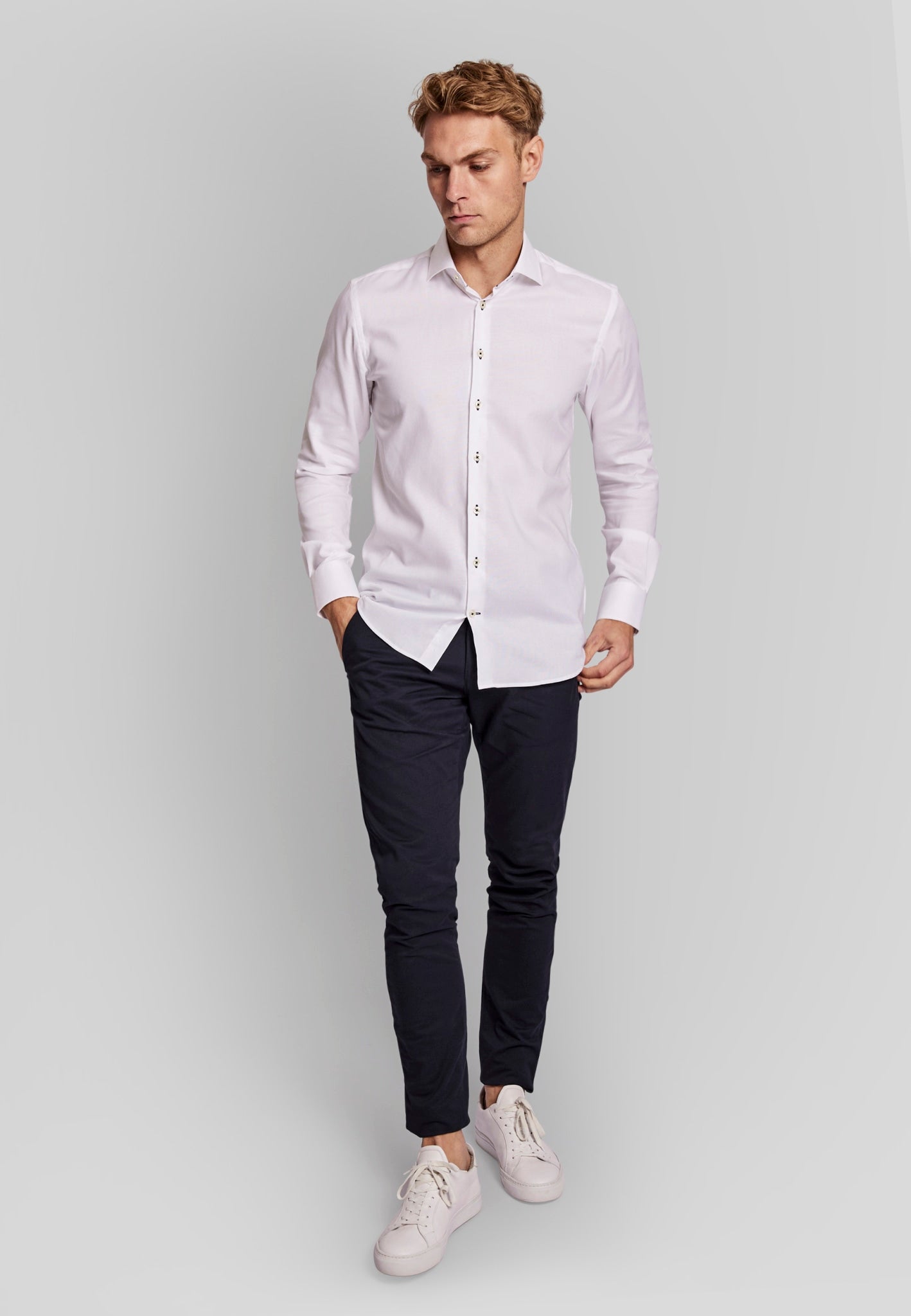 BS Tung slim fit Skjorte - White