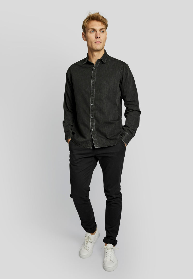 BS Elverum casual slim fit shirt - Black