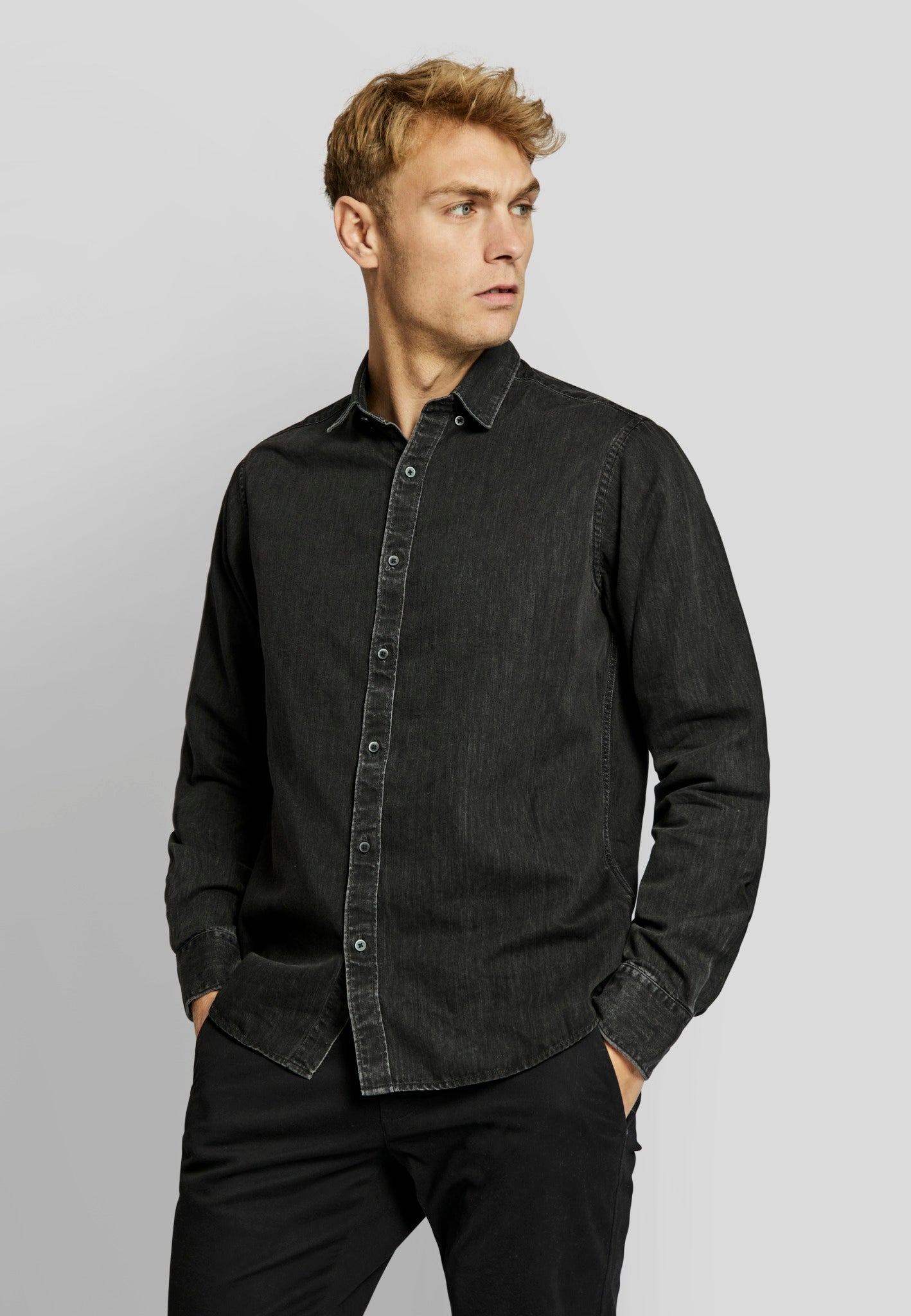 BS Elverum casual slim fit shirt - Black