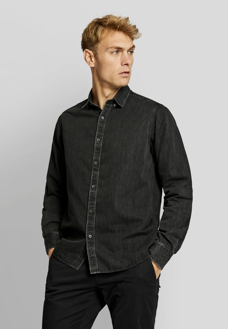BS Elverum casual slim fit shirt - Black