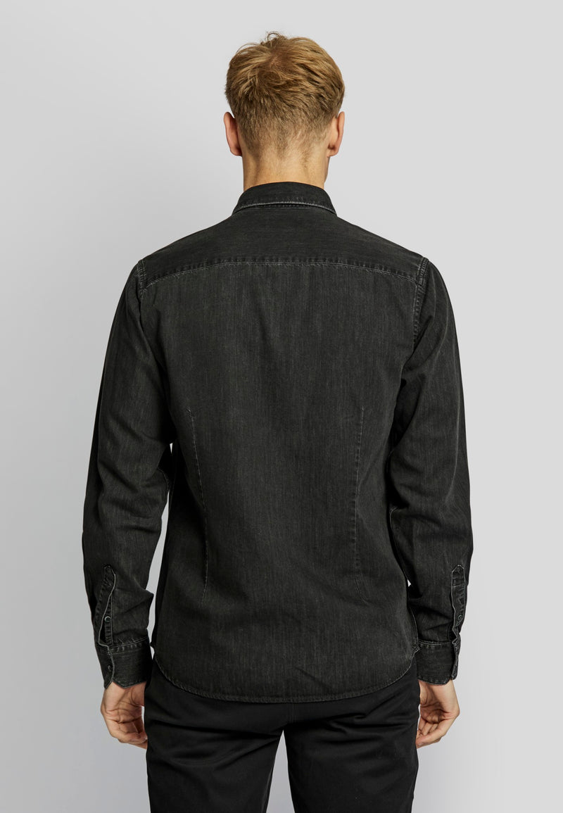 BS Elverum casual slim fit shirt - Black