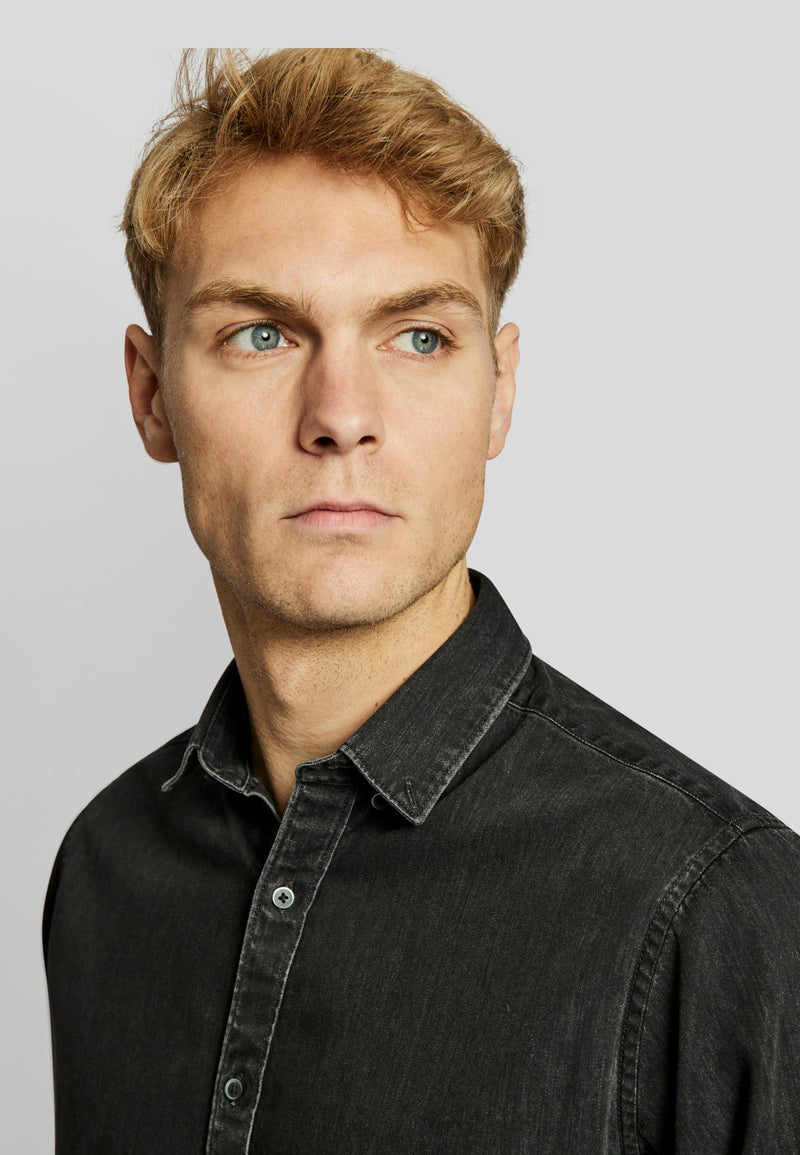 BS Elverum casual slim fit shirt - Black